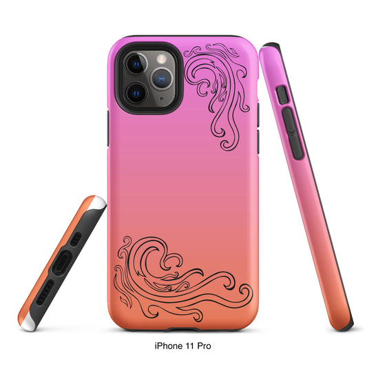 Pink and Orange Tough Case for iPhone® with Tribal Logos