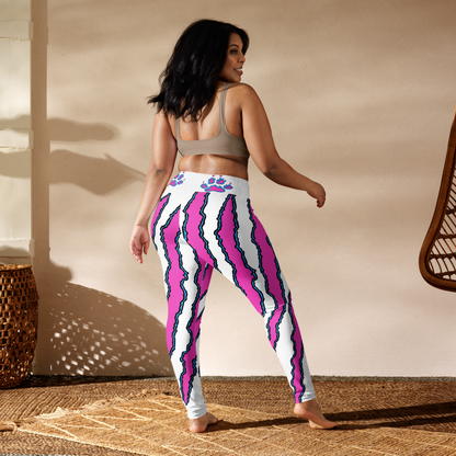 Women's Yoga Pocket Leggings with Pink & Cyan Slashes