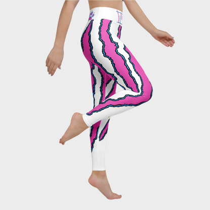 Women's Yoga Pocket Leggings with Pink & Cyan Slashes