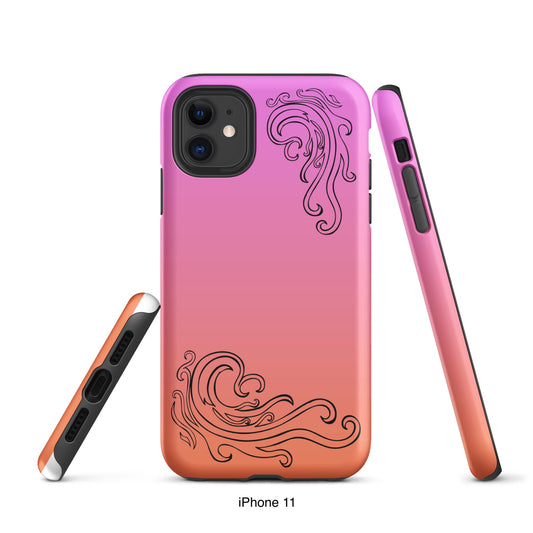 Pink and Orange Tough Case for iPhone® with Tribal Logos