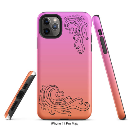 Pink and Orange Tough Case for iPhone® with Tribal Logos