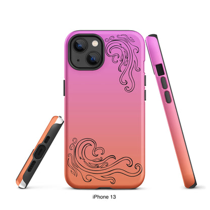 Pink and Orange Tough Case for iPhone® with Tribal Logos