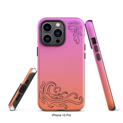 Pink and Orange Tough Case for iPhone® with Tribal Logos