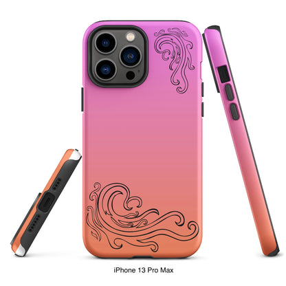 Pink and Orange Tough Case for iPhone® with Tribal Logos
