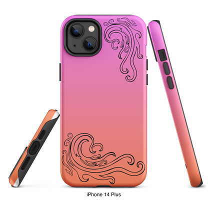 Pink and Orange Tough Case for iPhone® with Tribal Logos