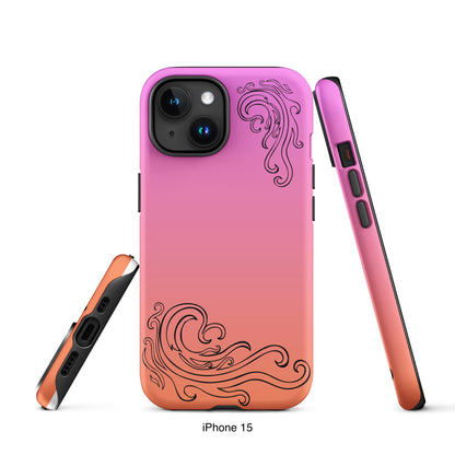 Pink and Orange Tough Case for iPhone® with Tribal Logos
