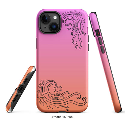 Pink and Orange Tough Case for iPhone® with Tribal Logos