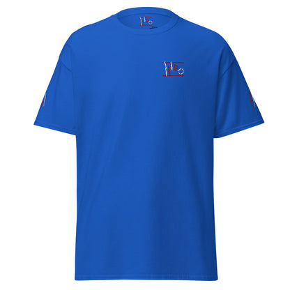 Various Blue Colored Unisex Classic Tees with Multiple USA Colored Logos
