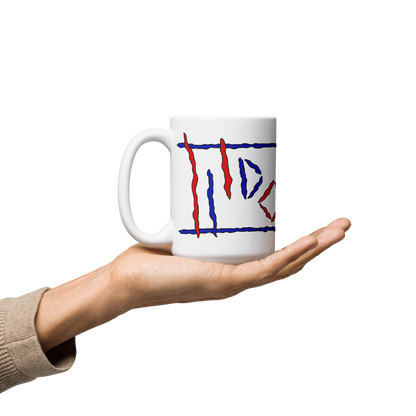 White Glossy Mug with USA Colored Logos