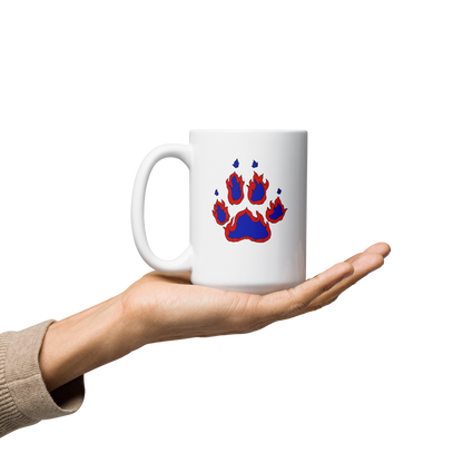 White Glossy Mug with USA Colored Paw Print Logos