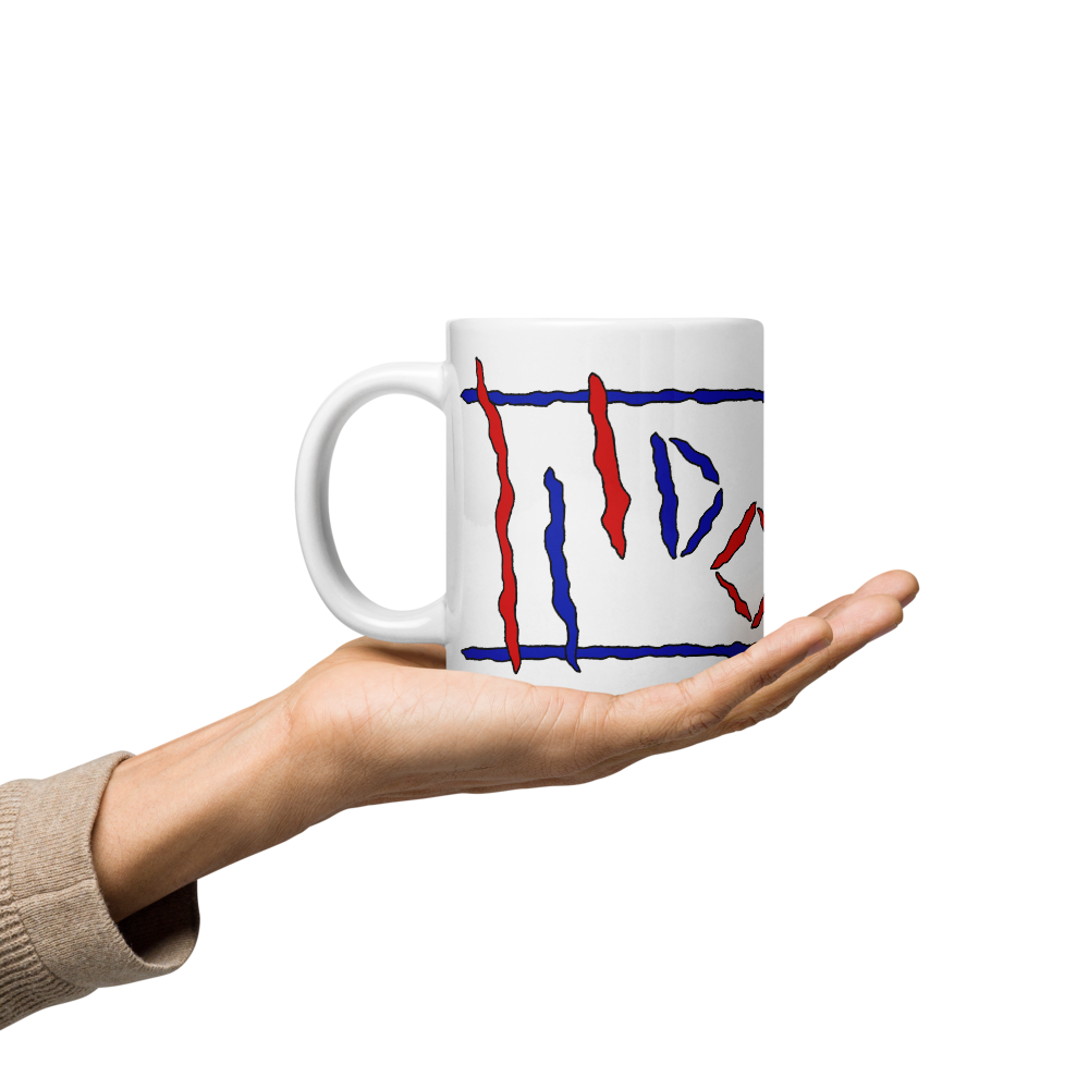 White Glossy Mug with USA Colored Logos