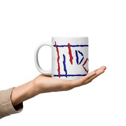 White Glossy Mug with USA Colored Logos